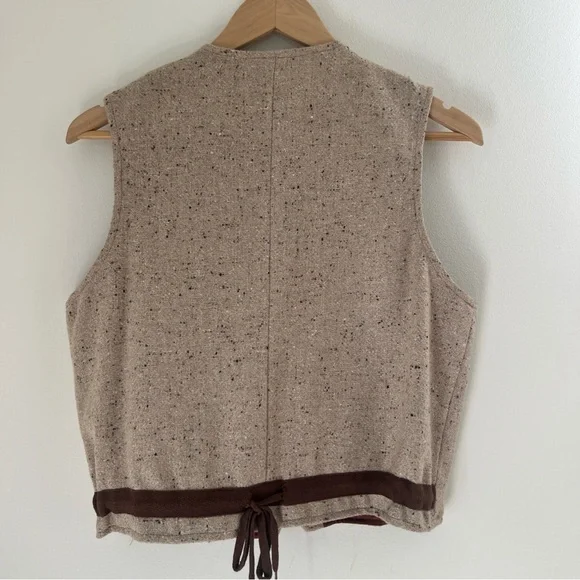 Vintage Esprit Wool Rayon Blend Vest Wooden Buttons Flecked Tan Brown Lined S - Picture 5 of 5